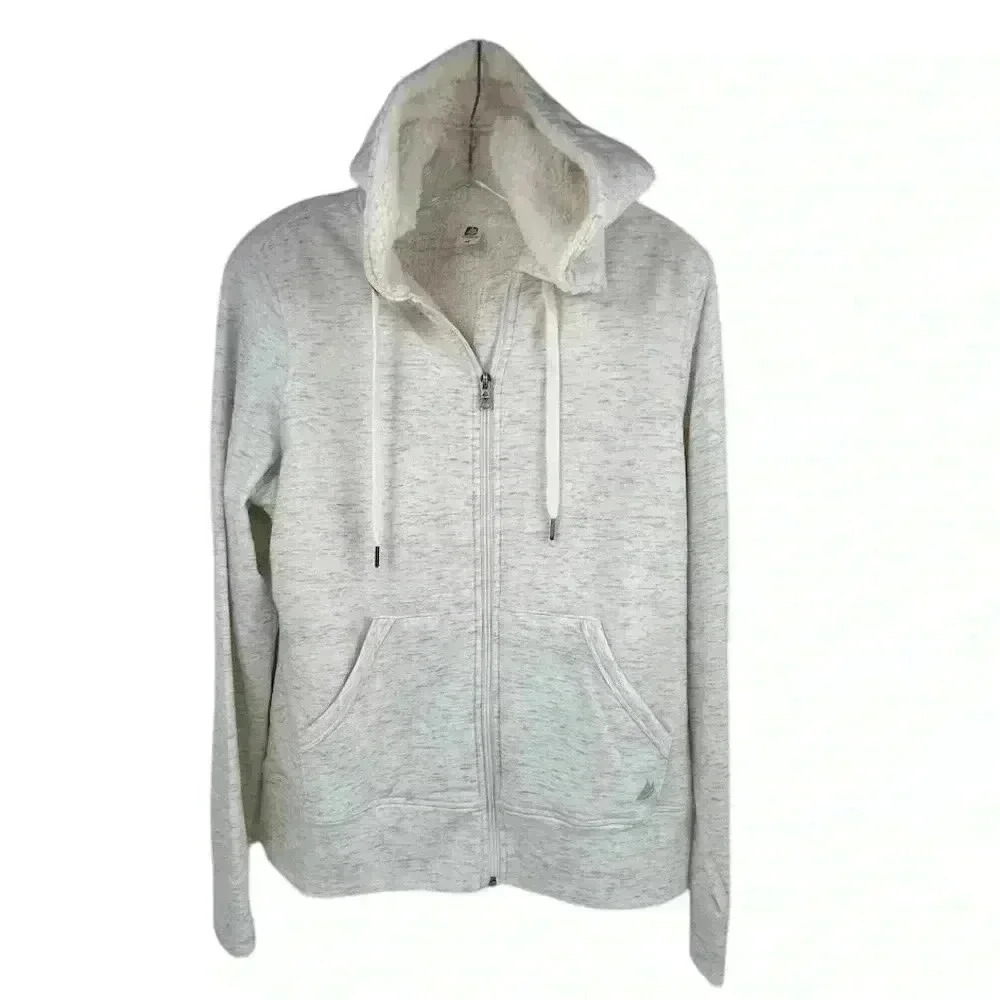 Free 2B Women's Gray Sherpa Lined Full-Zip Hoodie Jacket Size M super‎ soft